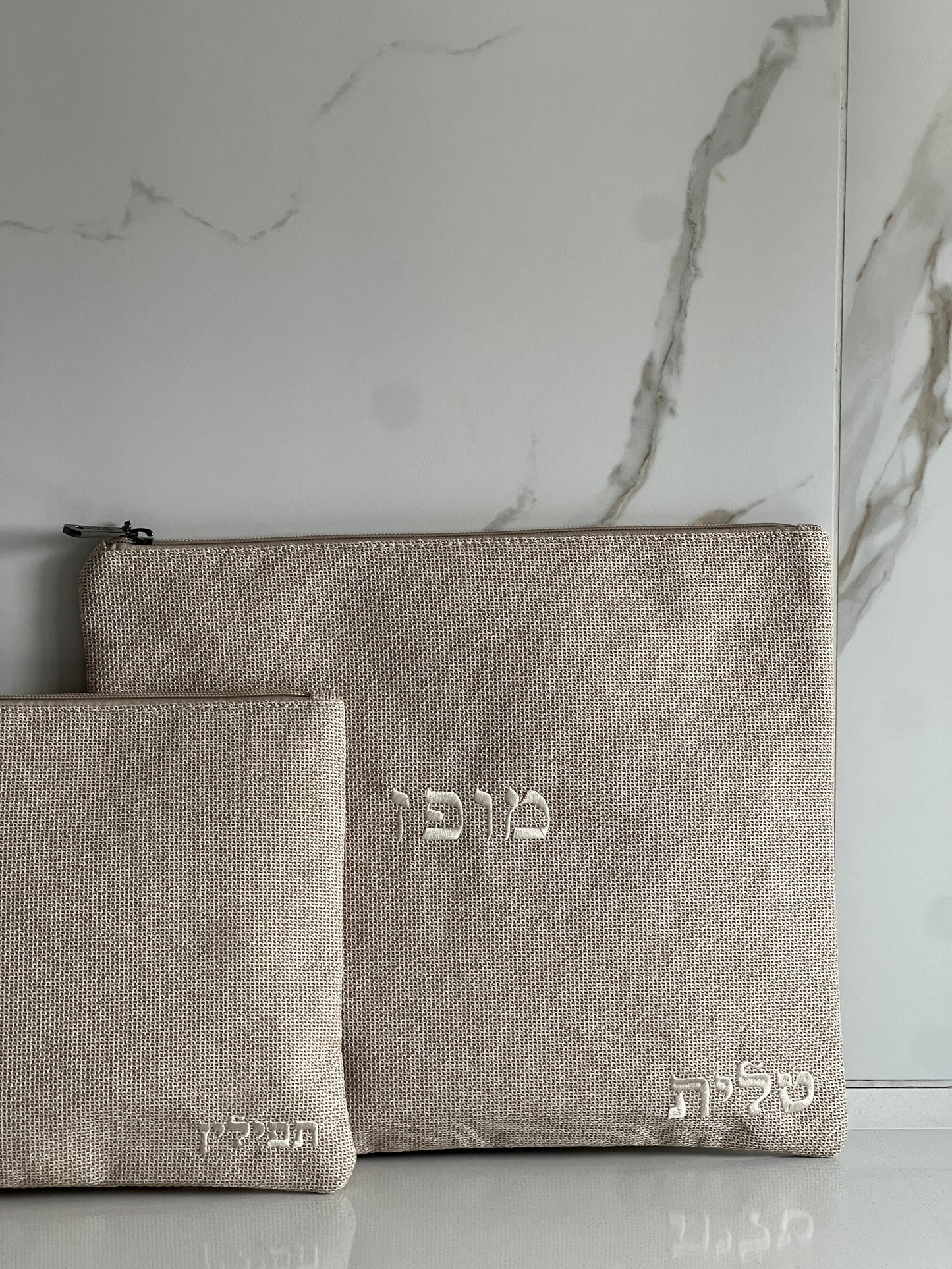 כיסוי טלית ותפילין פשתן בז׳