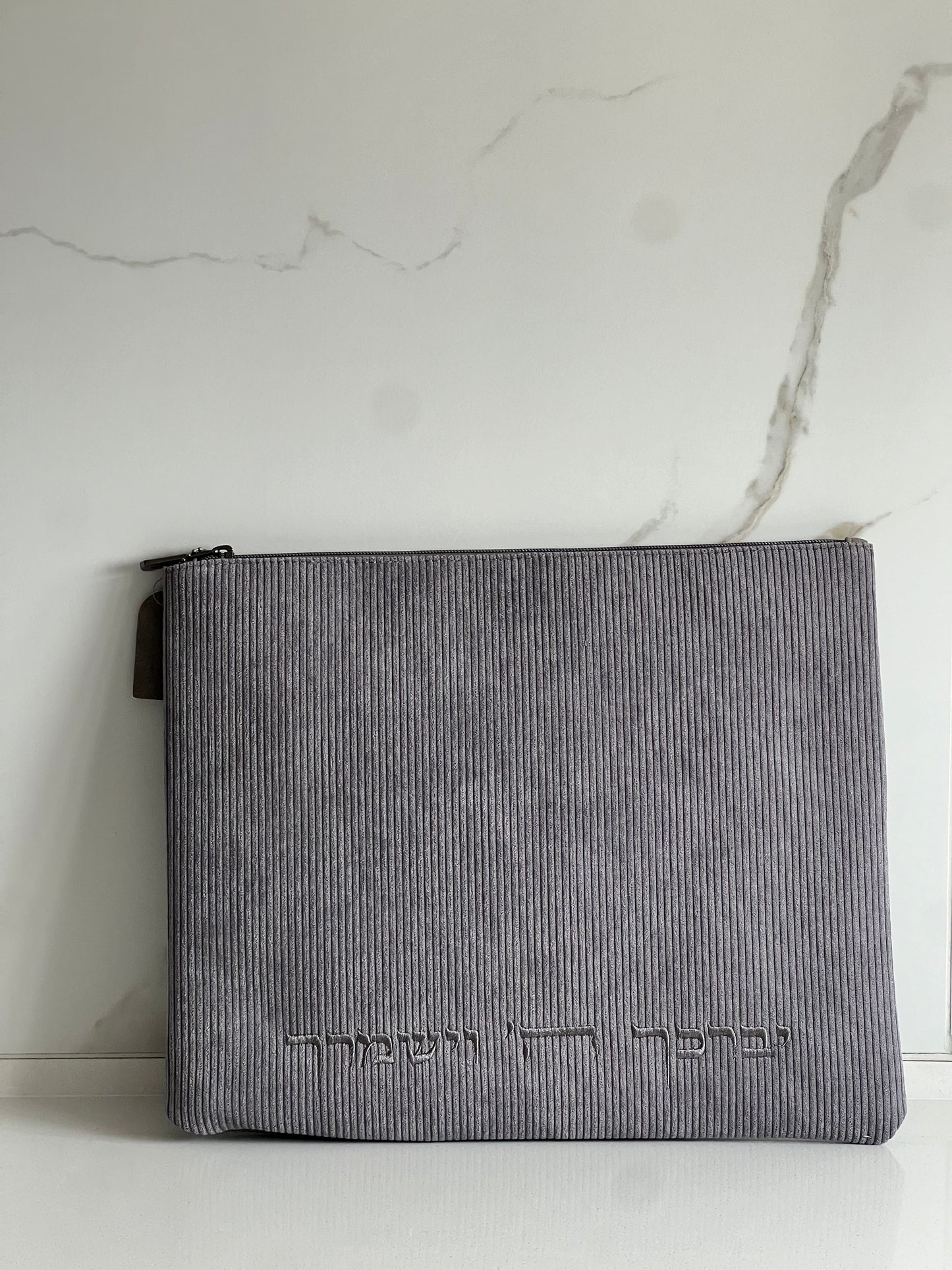 כיסוי טלית ותפילין קורדרוי אפור